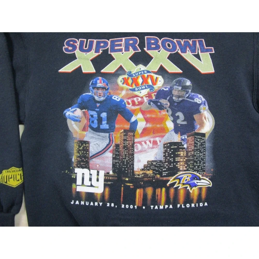 Vintage Super Bowl XXXV Crewneck Sweatshirt Adult (L) 01 Tropicana Ravens Giants